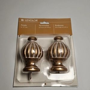 Levolor Wood Pumpkin Finials for 1 3/8" Rods, Gold (V29219.076)